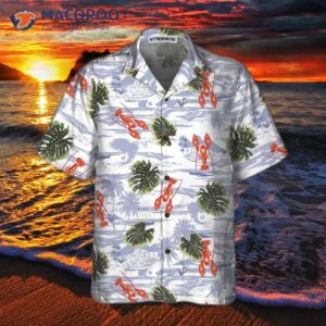 tropical pattern and lobster hawaiian shirt red shirt for gift lovers 2