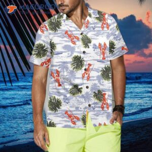 tropical pattern and lobster hawaiian shirt red shirt for gift lovers 3