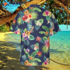 tropical pineapple and palm leaf hawaiian shirt 1