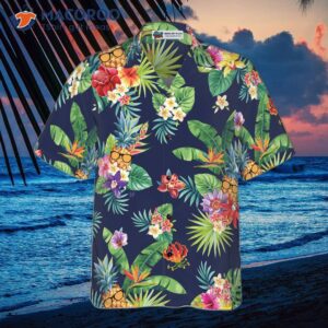 tropical pineapple and palm leaf hawaiian shirt 2
