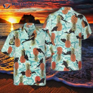 tropical pineapple ocean scuba diving hawaiian shirt 0