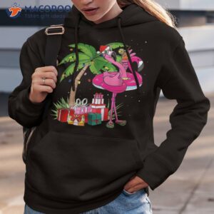 Tropical Pink Flamingo Christmas In July Summer Palm Tree Shirt