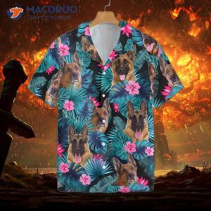 tropical printed german shepherd hawaiian shirt 2