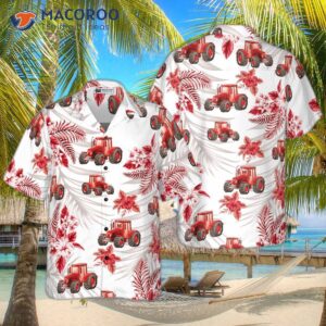 tropical red tractor hawaiian shirt 0
