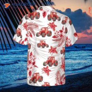 tropical red tractor hawaiian shirt 1