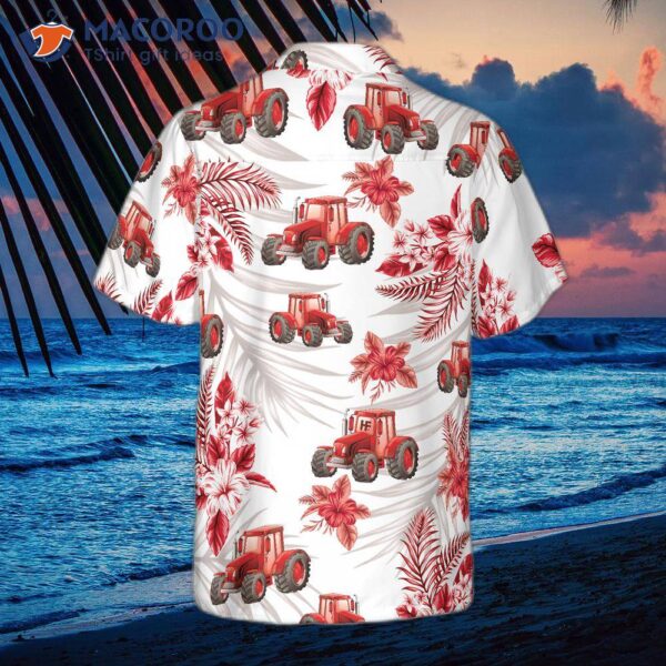 Tropical Red Tractor Hawaiian Shirt