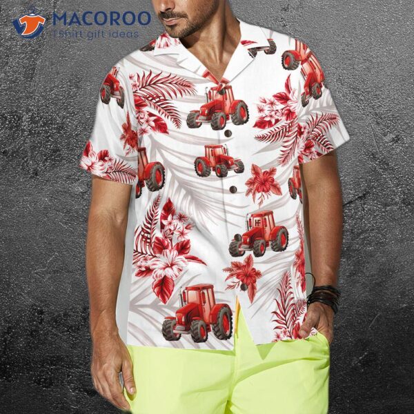 Tropical Red Tractor Hawaiian Shirt