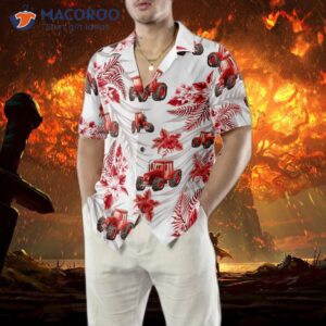 tropical red tractor hawaiian shirt 4