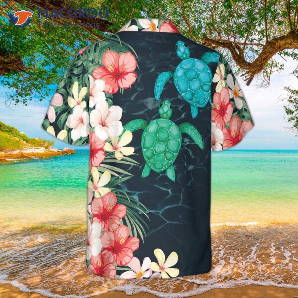 Tropical Sea Turtle And Flower Hawaiian Shirt