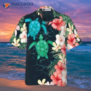 tropical sea turtle and flower hawaiian shirt 2