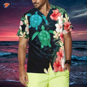 tropical sea turtle and flower hawaiian shirt 3