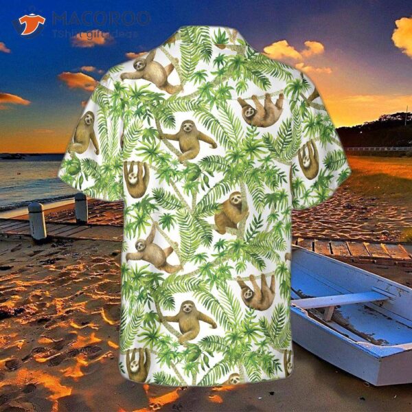 Tropical Sloth Seamless Pattern Hawaiian Shirt