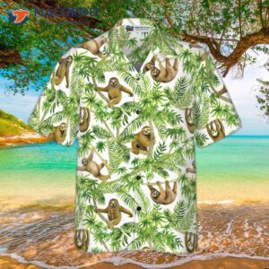 tropical sloth seamless pattern hawaiian shirt 2