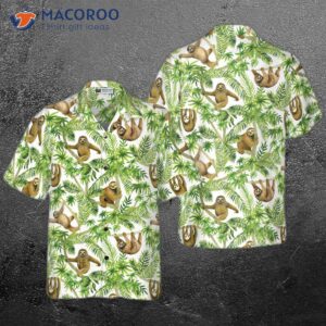 tropical sloth seamless pattern hawaiian shirt 3