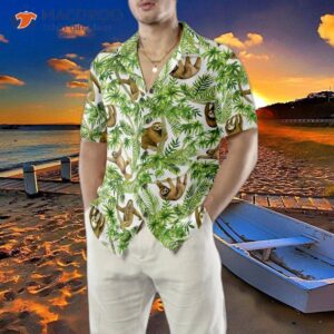 tropical sloth seamless pattern hawaiian shirt 4