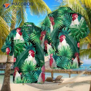 tropical white rooster hawaiian shirt 0