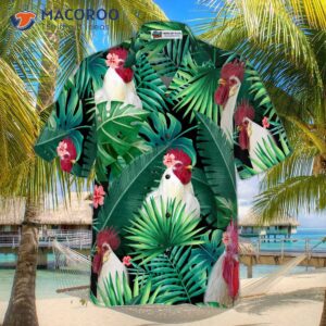 tropical white rooster hawaiian shirt 2