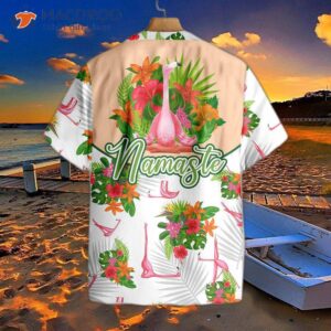 tropical workout yoga flamingo namaste hawaiian shirt 1