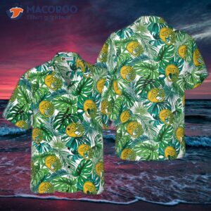 tropical yellow hockey helmet and hawaiian shirt 0
