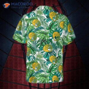 tropical yellow hockey helmet and hawaiian shirt 1