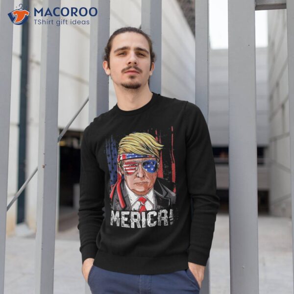 Trump 4th Of July Merica Usa American Flag Vintage Shirt