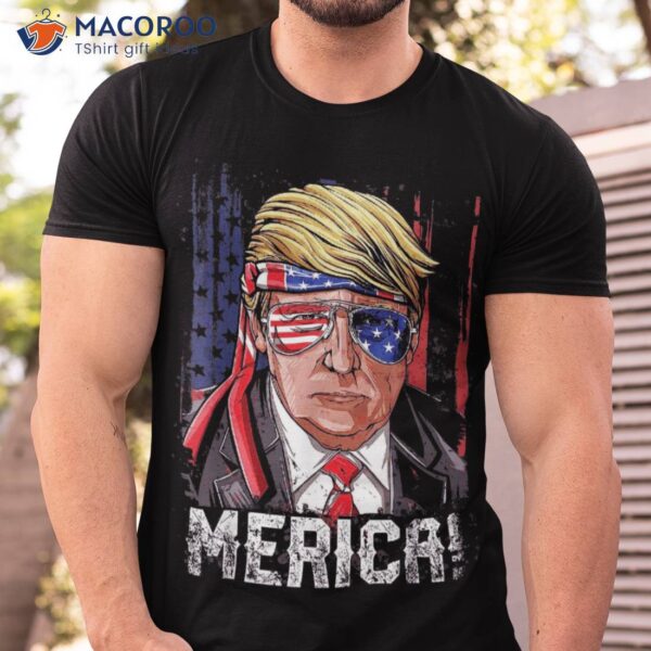 Trump 4th Of July Merica Usa American Flag Vintage Shirt