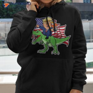 trump riding a dinosaur trex funny merica patriotic july 4th shirt hoodie 2