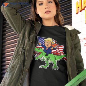 trump riding a dinosaur trex funny merica patriotic july 4th shirt tshirt 2