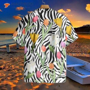 tulip zebra watercolor painting art hawaiian shirt 1