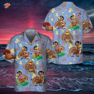 turkey playing american football thanksgiving hawaiian shirt funny gift for day 0