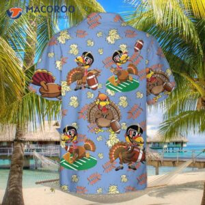 turkey playing american football thanksgiving hawaiian shirt funny gift for day 1