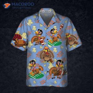 turkey playing american football thanksgiving hawaiian shirt funny gift for day 2