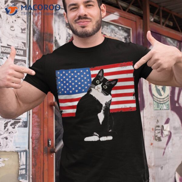 Tuxedo Cat 4th Of July Patriotic Tee Gifts Adults Kids Shirt