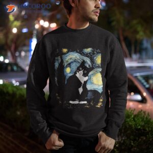 tuxedo cat starry night van gogh cat art mom dad shirt sweatshirt