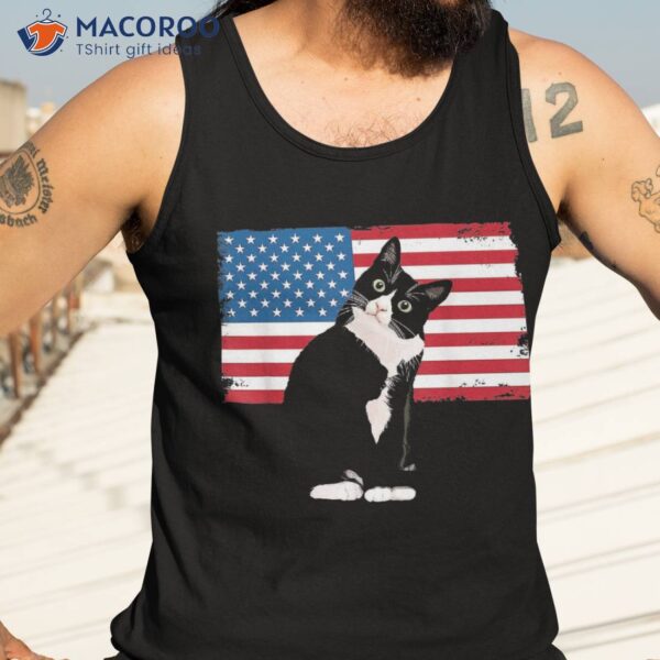 Tuxedo Cat Tshirt 4th Of July Patriotic Tee Gift Adults Kids Shirt