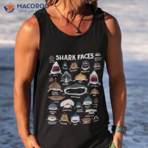 types of sharks faces identification birthday school kid shirt tank top