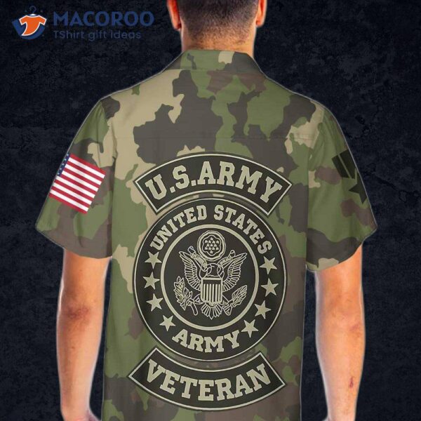 “u.s. Army Veteran Hawaiian Shirt, Green Camouflage Shirt”