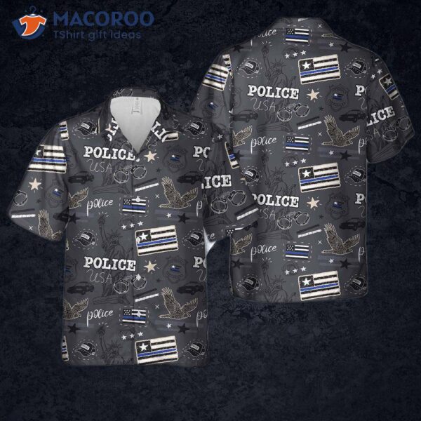 U.s. Police Flag Hawaiian Shirt