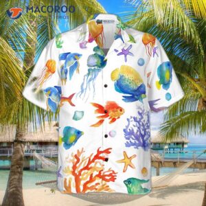 under the sea watercolor hawaiian shirt 2