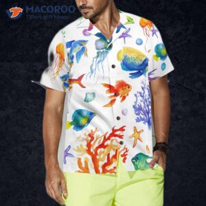 under the sea watercolor hawaiian shirt 3