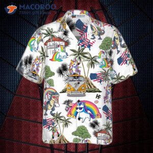 unicorn american flag hawaiian shirt 2