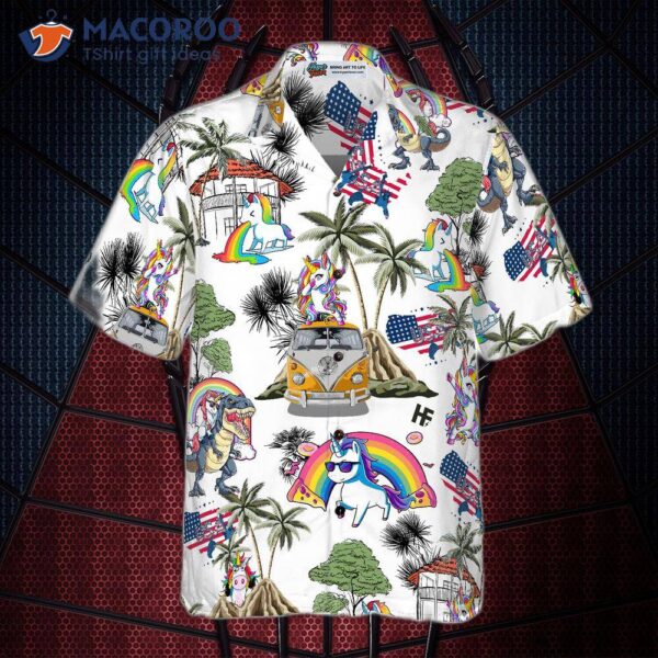Unicorn American Flag Hawaiian Shirt