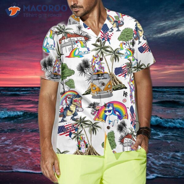 Unicorn American Flag Hawaiian Shirt