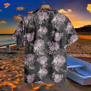 unicorn skull flower hawaiian shirt 1