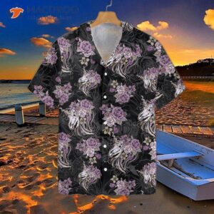 unicorn skull flower hawaiian shirt 2