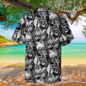 Unique Skull Day Of The Dead Hawaiian Shirt, Black And White Mexican Best Gift For