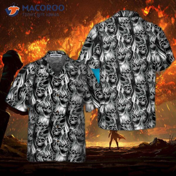 Unique Skull Day Of The Dead Hawaiian Shirt, Black And White Mexican Best Gift For