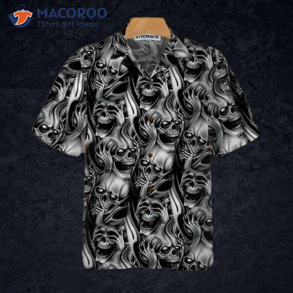 Unique Skull Day Of The Dead Hawaiian Shirt, Black And White Mexican Best Gift For