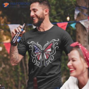 Us American Flag Butterfly Vintage 4th Of July Patriotic Shirt