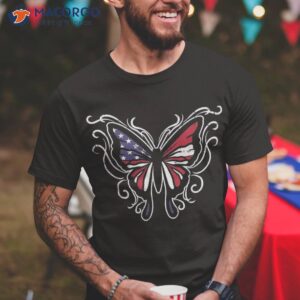 Us American Flag Butterfly Vintage 4th Of July Patriotic Shirt